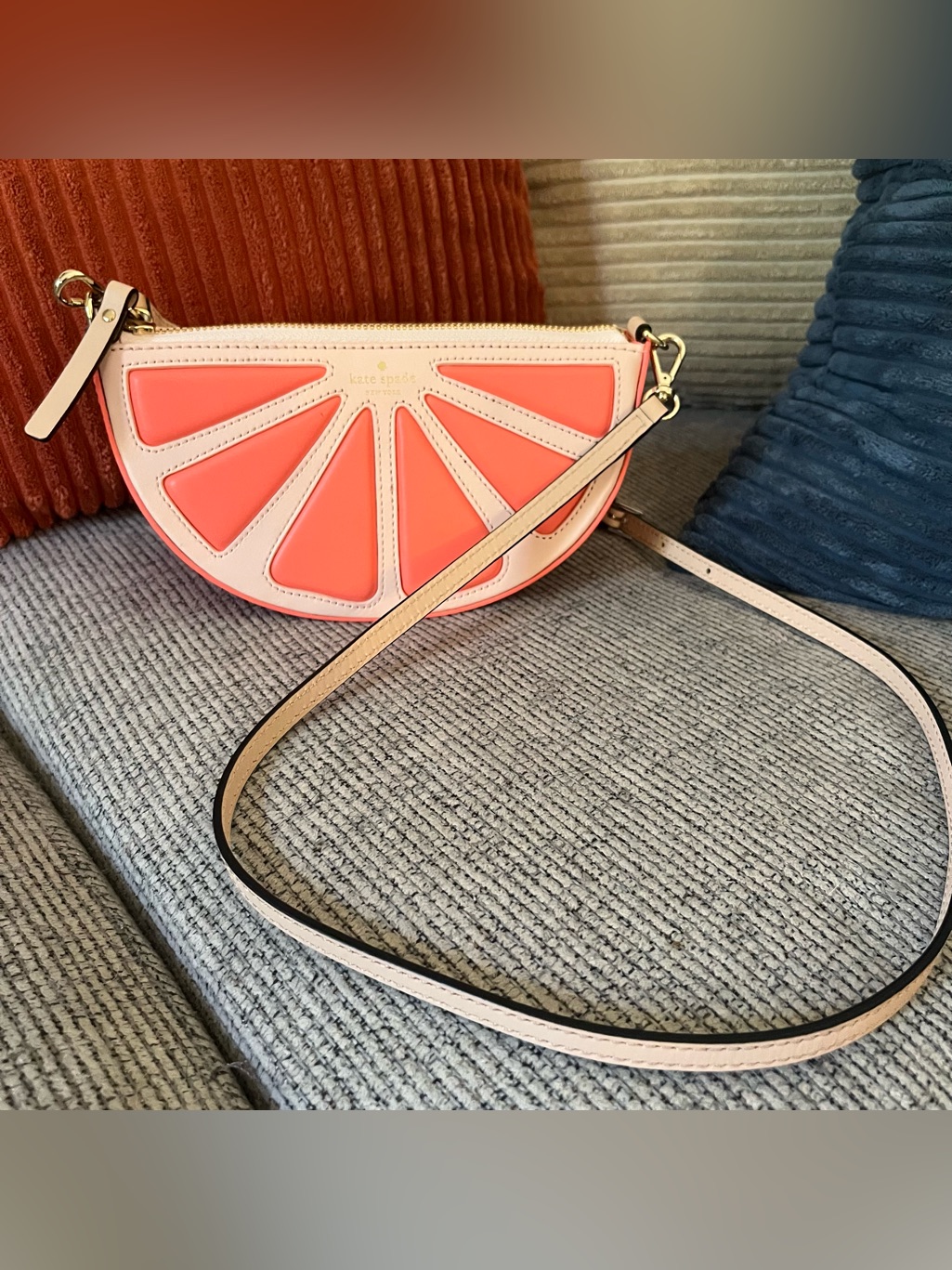 Rare Kate Spade New York Flights Of Fancy Grapefruit Crossbody Purse